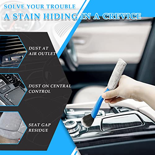 Ziciner 1 PC Double Head Brush for Car Clean, Soft Auto Interior Duster Detailing Brushes, Universal Vehicle Dashboard Screen, Air Vents, Computer etc Cleaning Tool Accessories (Blue) - color: Blue, 1 Pc