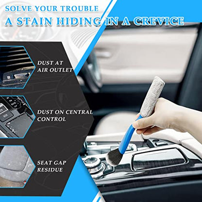 Ziciner 1 PC Double Head Brush for Car Clean, Soft Auto Interior Duster Detailing Brushes, Universal Vehicle Dashboard Screen, Air Vents, Computer etc Cleaning Tool Accessories (Blue) - color: Blue, 1 Pc