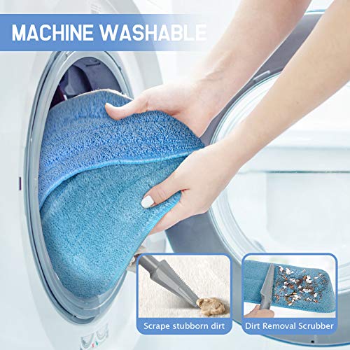 18" Professional Microfiber Mop Floor Cleaning System, Flat Mop with Stainless Steel Handle, 4 Reusable Washable Mop Pads, Wet and Dust Mopping for Hardwood, Vinyl, Laminate, Tile Cleaning - color: Blue