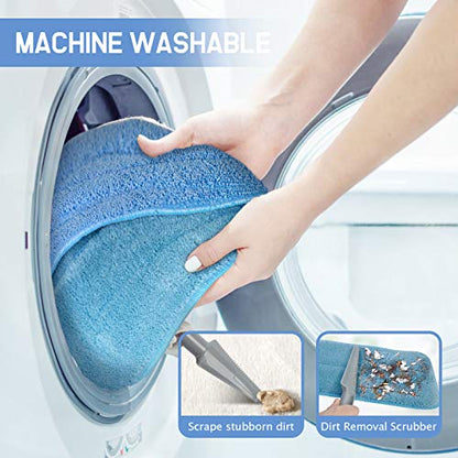 18" Professional Microfiber Mop Floor Cleaning System, Flat Mop with Stainless Steel Handle, 4 Reusable Washable Mop Pads, Wet and Dust Mopping for Hardwood, Vinyl, Laminate, Tile Cleaning - color: Blue