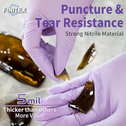 FINITEX Nitrile Disposable Latex-Free Gloves Purple - 5mil 100PCS Latex/Powder-Free 12inch Cleaning Medical Exam Food Glove - color: Purple (Small 100)