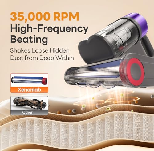 Mattress Vacuum Cleaner, 18000Pa Bed Vacuum Cleaner, 275nm UV-C Light & Ultrasonic 140°F Heat with High-Speed Deep Tapping, Versatile Handheld Vacuum for Bed, Sofa, Couch, Crib（Corded）