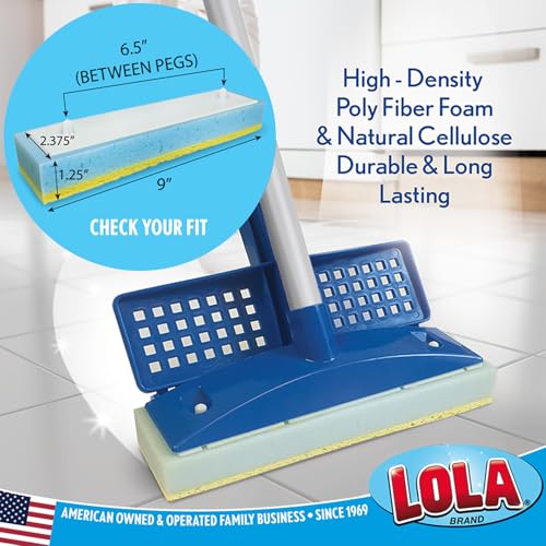 LOLA Squeeze Sponge Mop Refill - w/Foam & a Natural Cellulose Layer, Absorbs and Wicks Moisture, only Fits LOLA Brand Sponge Mop, 9” Head - size: 1 Count