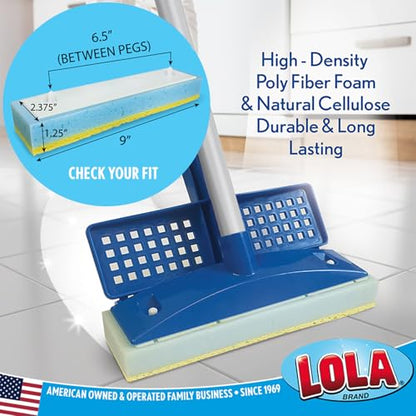 LOLA Squeeze Sponge Mop Refill - w/Foam & a Natural Cellulose Layer, Absorbs and Wicks Moisture, only Fits LOLA Brand Sponge Mop, 9” Head - size: 1 Count