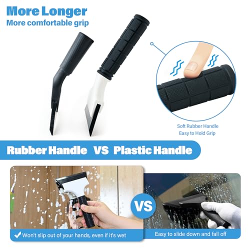 Gomake 2PCS Small Rubber Squeegee Ice Scraper Window Shower Squeegee,Auto Water Blade Squeegee for Shower Glass Door,Car Windshield, Window, Mirror, Bathroom,Countertop Cleaning (Black)