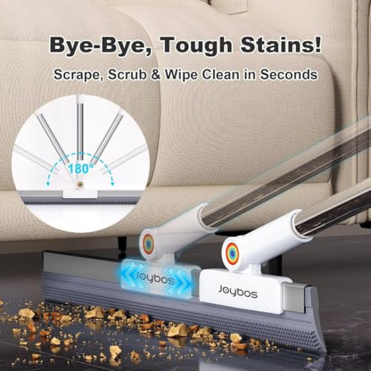 Squeegee Broom for Floor, 18 Inch Heavy Duty with Rubber Scrubbing Teeth, 2-in-1 Silicone Broom for Pet Hair, Dust and Water, 61 Inch Long Handle (15.7in) - size: 15.7in