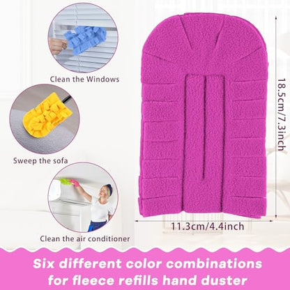 Zubebe 12 Pcs Duster Refill Reusable Fleece Duster Refills Feather Flat Dusters Multi Surface Washable Cleaning Pads Tools for Home, Blinds, Car, Pet, Furniture, Fans (Red,Yellow,Green,Blue) - color: Red, Yellow, Green, Blue