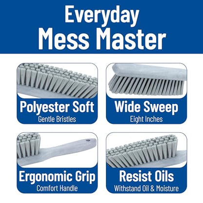 SPARTA 8 Inch Soft Counter Brush with Polyester Bristles and 5 Inch Handle, Color Coded Handheld Broom for Tables Countertops and Foodservice Surfaces, 13 Inch Overall Length, Gray, Pack of 6 - color: Gray