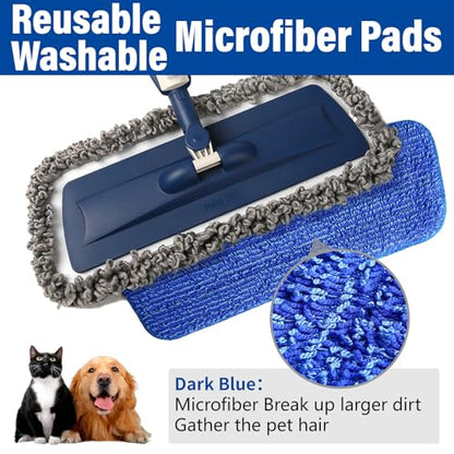 PowerMop Floor Mop with 720 ml Refillable Bottle & 2 Microfiber Pads | Powered wet dry mop for kitchen, wood, hardwood, laminate, ceramic tile floors, with washable pads and refillable bottle