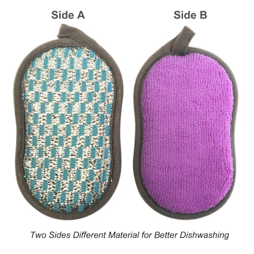 Multi-Purpose Scrub Sponges for Kitchen Scrub-it-Non-Scratch Double-Side Double-Effect Microfiber Sponge Along with Heavy Duty Scouring Power-Effortless Cleaning of Dishes Pots Pans Pack of 6 (Purple) - color: Purple