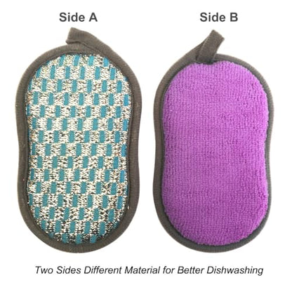 Multi-Purpose Scrub Sponges for Kitchen Scrub-it-Non-Scratch Double-Side Double-Effect Microfiber Sponge Along with Heavy Duty Scouring Power-Effortless Cleaning of Dishes Pots Pans Pack of 6 (Purple) - color: Purple