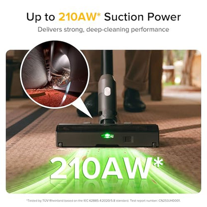 roborock H60 Ultra Cordless Stick Vacuum Cleaners, Upgraded 210AW Suction Stick Vacuum with 90-Min Runtime, 90° Bendable Tube, LED Dust Detection, Vacuum Cleaner for Carpets, Hard Floors & Pet Hair - size: H60 Ultra