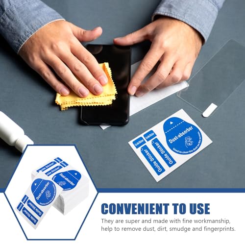 Uonlytech 200pcs LCD Screen Cleaning Stickers Film Dust Removal Stickers Dust Removal Tool Phone Screen Paper Decals Cleaning Phone Tool for Home Use - color: Blue, size: 6X4.3CM