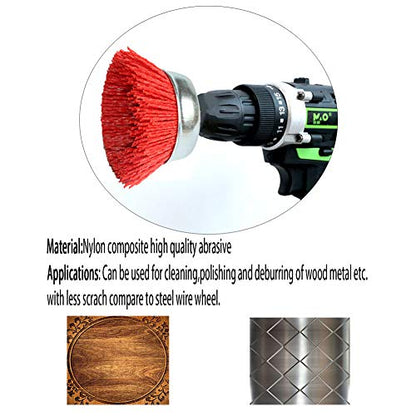 FPPO 3Pcs 3 Inch Assorted Cup Brushes Abrasive Wire Nylon Cup Brush for Drill,Grit 80 120 320 with 1/4" Shank,Rotary Brushes for Machines - style: mix3pcs