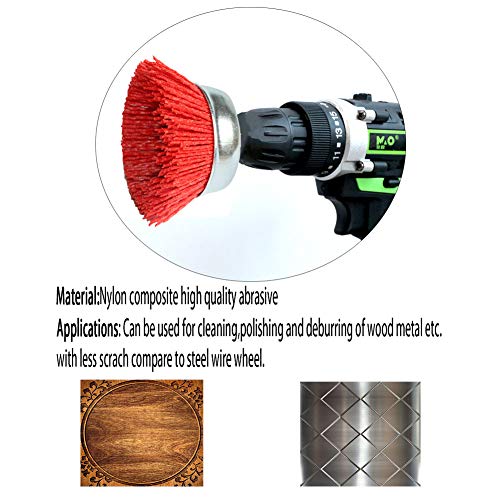 FPPO 3Pcs 3 Inch Assorted Cup Brushes Abrasive Wire Nylon Cup Brush for Drill,Grit 80 120 320 with 1/4" Shank,Rotary Brushes for Machines - style: mix3pcs