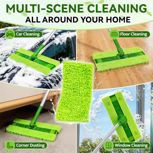 FIXSMITH Reusable Microfiber Mop Pads Compatible with Swiffer Sweeper and All 10-12 inch Flat mops, 8 Pack Washable Wet Dry Mop Refills, Microfiber Mop Replacement Heads for Floor Cleaning