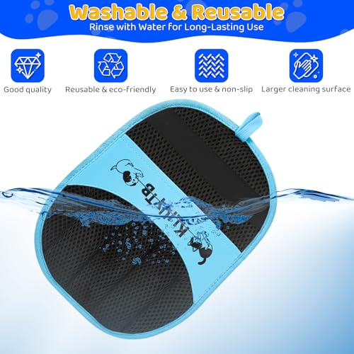 Upgraded Five-Finger Electrostatic Pet Hair Removal Glove for Cats & Dogs, Reusable Magic Brush Effortless Pet Hair Remover Mitt Tool for Couch, Clothing, Carpet, Car Seat, Blue (1 Pack)