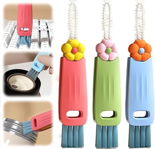 3 in 1 Bottle Cleaning Brush Set, Multifunction Silicone Cup Lid Gap Cleaner, Home Kitchen Crevice Cleaning Tools, Cute Colorful Rabbit，3 Pcs - color: 3pcs Multicolor