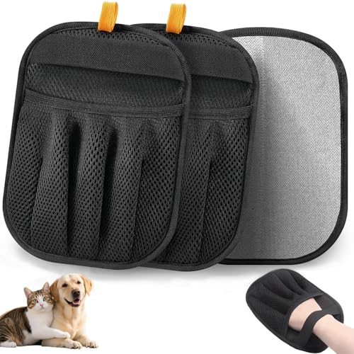 2 Packs Upgraded Pet Hair Removal Gloves for Dogs & Cats, Thickened Electrostatic Pet Hair Remover Gloves, Reusable Magic Brush Pet Hair Remover Tool for Couch, Carpet, Car Seat(Black) - color: pet hair removal glove 2pcs