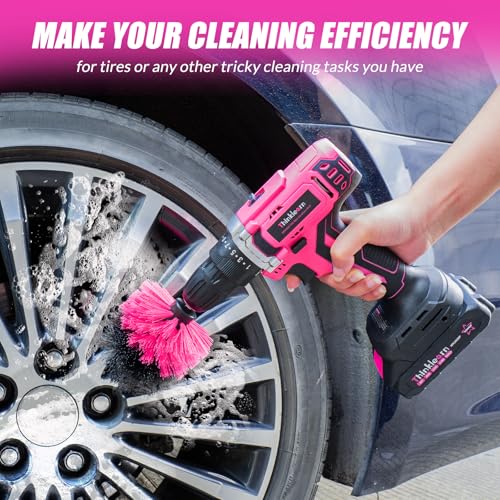 20V Pink Cordless Drill Set - Power Drill/Driver Kit with Drill Brush, Bit Set, 3/8" Keyless Chuck, 2 Variable Speed, 25+1 Torque Setting, Battery and Charger Included, Electric Drill for Home