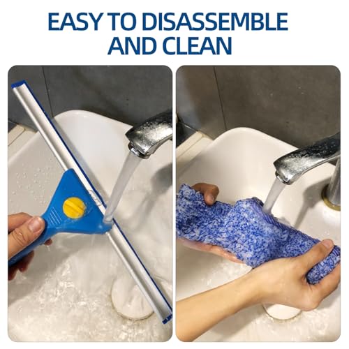 Professional Window Cleaning kit, 2-in-1 Window Squeegee with 78" Extension Poles, Suitable for Indoor & Outdoor Window, High Glass, High Windows, Multi-Purpose Car Windshield Cleaning - size: 15.74 - 78.74"