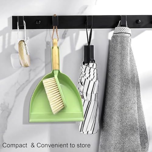 Dust Pan and Brush Set - Small Dustpan and Brush Set, Handheld Broom and Dustpan Set, Brush and Dust Pan Set for Car, Pet Care, Office, 14 x 8.7 inch, Green - color: Green