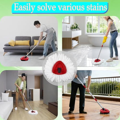 Spin Mop Heads Replacement for O-Cedar EasyWring Spin Mop Microfiber Refill, Replace Heads for O Cedar Easywring 1 Tank with 2 Pack Refills, 1 Chenille Head,1 Pack Scrubber Head, 1 Base for Ocedar - size: 3 Mop Head & 1 Upgraded Scrubber & 1 Base