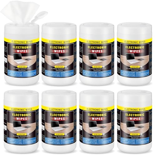 Threlaco 8 Pack 480 Count Electronic Wipes Screen Cleaner Wipes for Computer Laptop Monitor Lens Phone TV Screens Keyboard Cleaning