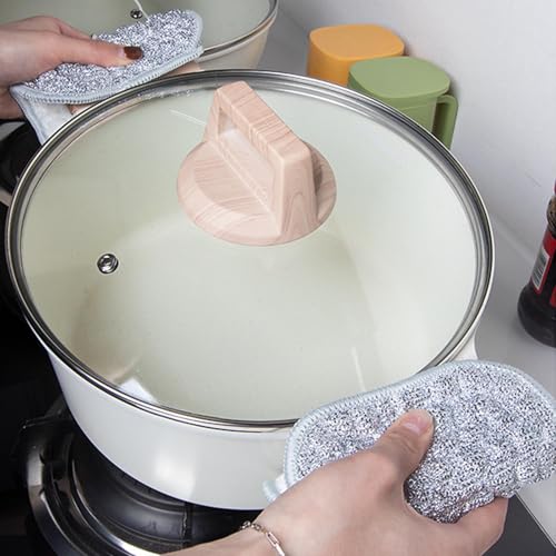 2 Two-Sided Scouring Pads, Safe AntiScratch Scrubber Cloths for Kitchen Utensils, Oven, Stovetop Cookware Scrubber - color: B