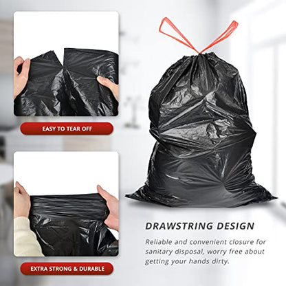 Ultra Strong 15 Gallon Drawstring Trash Bags (102 Count) Large Heavy Duty Thicken Plastic Tall Kitchen Garbage Bags Black for Kitchen Office Lawn Yard - size: 1 Count (Pack of 102)