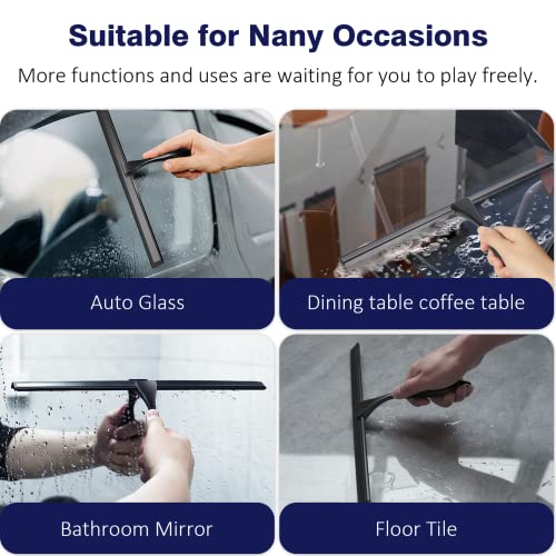 14'' Shower Squeegee, TOOVEM Squeegee for Shower Glass Door for Glass Doors, Windows, Bathroom, Car Windshield, Black - style: Black 14 inch