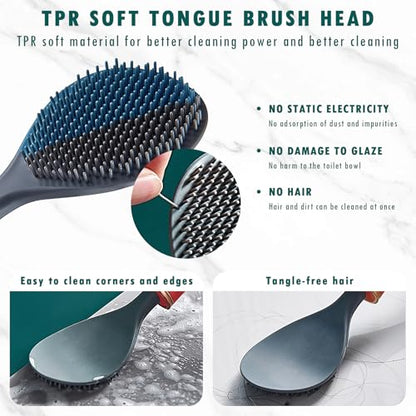 Modern Flexible Silicone Toilet Caspa, Silicone Toilet Bowl Brush and Holder Set, Flat Flexible Brush Holder Set, Water Drop Toilet Brush, Toilet Wand Cleaning Kit Wall Mounted, White