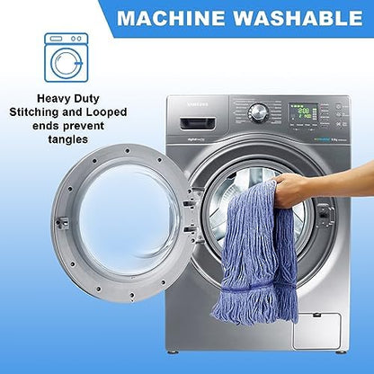 6 Pack Heavy Mop Replace Head，mop Head Replacement,Commercial mop Heads,Reusable Mop Head Refills-Replacement Mop Heads SuitableWet Industrial Blue Cotton Looped End String Head Refill (Blue) - size: 17 Ounce 6Pack