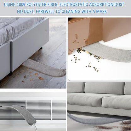 Gap Cleaning Feather Duster - 1 Pack 100 inch Telescoping Gap Dust and 2 Pack 15 inch Gap Cleaning Hand Dusters, Microfiber Feather Duster for House Hold