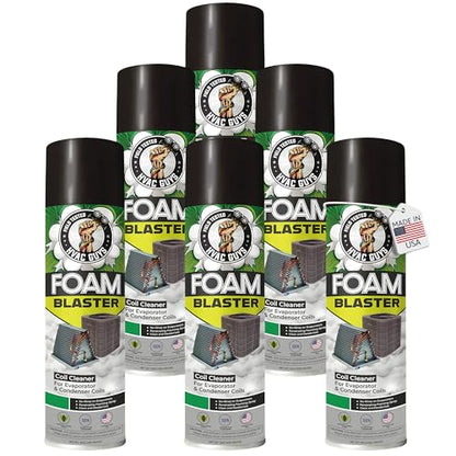 Leak Saver Foam Blaster AC Coil Cleaner Foam Spray | HVAC Coil Cleaner for AC Unit | Professional Deep-Penetrating Formula for Evaporator (No Rinse) & Condenser (Light Rinse) - 6 Pack - size: 18 Fl Oz (Pack of 6)