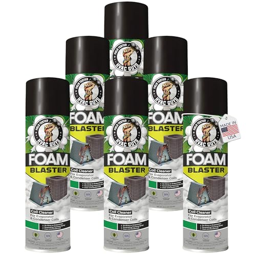 Leak Saver Foam Blaster AC Coil Cleaner Foam Spray | HVAC Coil Cleaner for AC Unit | Professional Deep-Penetrating Formula for Evaporator (No Rinse) & Condenser (Light Rinse) - 6 Pack - size: 18 Fl Oz (Pack of 6)