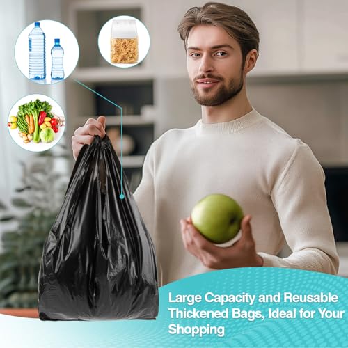 Trash Bags - 35PACK 4 Gallon Garbage Bags with Handle, Black Plastic Trash Bag for Bathroom, Garbage, Strong Plastic Trash Can Liners for Kitchen, Office, Bathroom Can, Large Capacity for Home Storage
