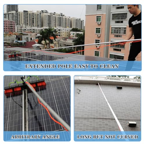 35 FT Water Fed Pole Kit Adjustable Solar Panel Cleaning Kit Cleaner Tool for Window Glass Roof Outdoor Glass Brush Window Washing Equipment (35FT)