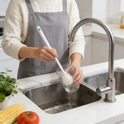 3 Piece Dish Cleaning Brush Set with Soap Dispenser and Long Reach Cup Brushes