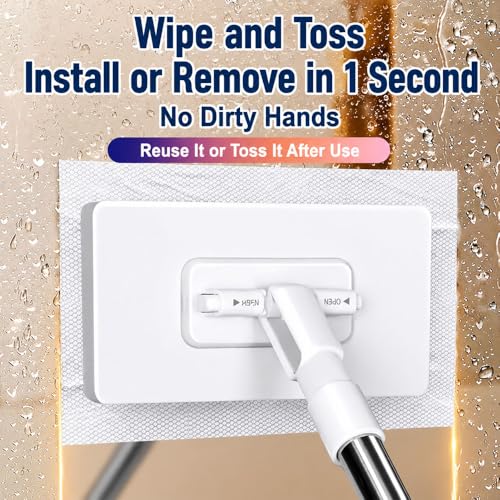 Planvisi Mop with 10 Reusable Cloths, 37-Inch Long Handle, Cloth Changing Dust Cleaner with Locking Head, No-Touch Clip Design for Face Towels, Old Clothes, Floors, Walls, Cabinets and Gaps