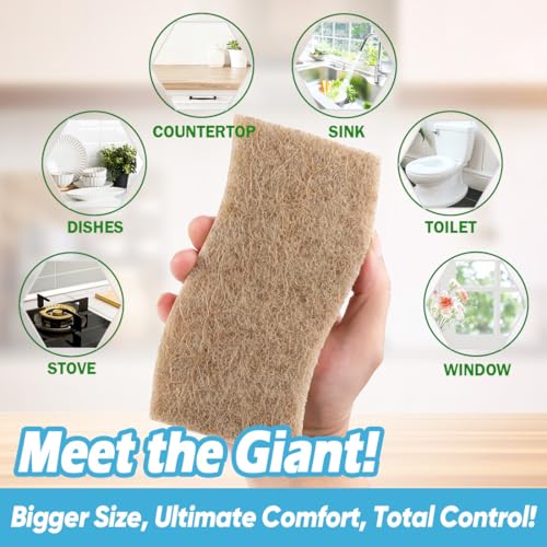 AIDEA XL Scrub Sponges Non-Scratch, 6Count, Large Natural Sponge for Non Stick Cookware, Sponges Kitchen, Cellulose Cleaning Sponge for Dishes, Kitchen, Bathroom, Household - color: Brown-extra Large