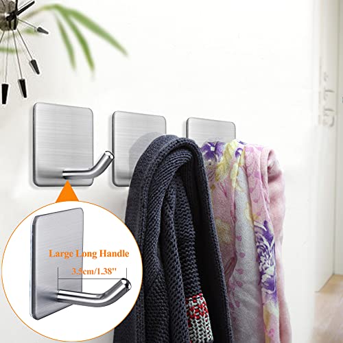 FOTYRIG Heavy Duty Adhesive Towel Hooks Stick on Towel Hanger Wall Holder Waterproof Stainless Steel Sticky Hooks for Hanging Bathroom Kitchen Home-4 Packs - color: 1-Silver