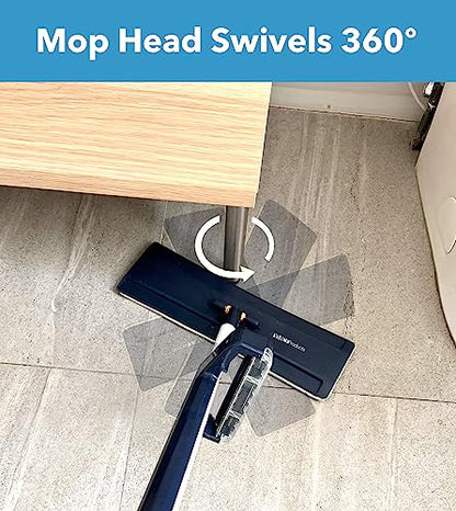 Flat Floor Mop and Bucket Set with Hands-Free and Self-Wringing | Mop for Floor Cleaning, Floor Mop with Reusable Microfiber Mop Pad, for Hardwood, Laminate and Tile Floors, (Navy)
