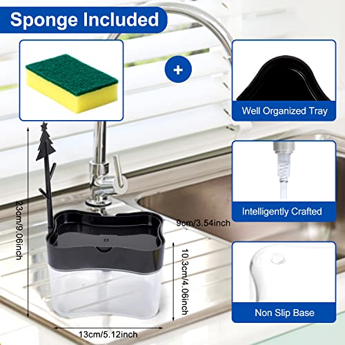 New 2026 Version Premium Quality Dish Soap Dispenser - Countertop Kitchen Soap Dispenser, Sink Dish Washing Soap Dispenser 13 Ounces (Sponge Included) - color: Gray