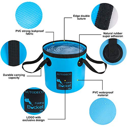2 Pack Collapsible Bucket 5 Gallon Container Folding Water Bucket Portable Wash Basin for Outdoor Travelling Camping Fishing Gardening Car Washing 20L - color: Blue & Yellow