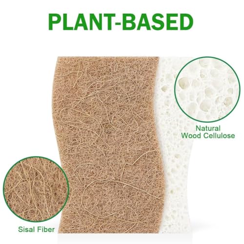 AIDEA Sponges Non Scratch, 6Count, Natural Sponge for Non Stick Cookware, Sponges Kitchen, Cellulose Scrub Sponge for Dishes, Cleaning Power for Kitchen, Bathroom, Household - color: Brown