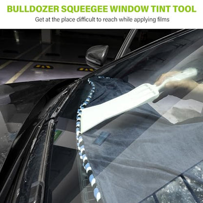 Gomake Window Tint Tool with 12 Inch Tint Brush, Long Handle Auto Bulldozer Squeegee Scrubber Paddle Squeegee Kit, Flat Glass Scraper Cleaning Tool for Car Front Windows Rear Glass