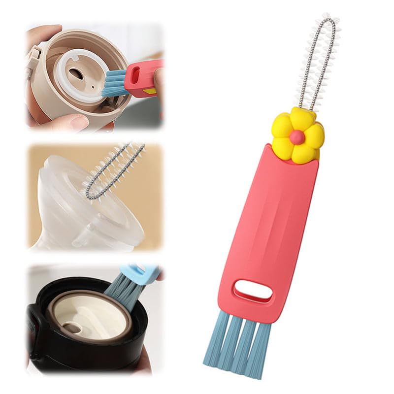 3 in 1 Cup Lid Cleaning Brush,2024 New 3 in 1 Multifunctional Cleaning Brush Portable Cup Lid Cleaner with Brush,Crevice Cleaning Brush Set for Baby Bottle Gap Tight Spaces Cup(D) - color: D