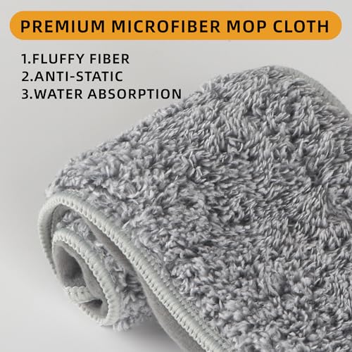 Flat Microfiber Mop for Floor Cleaning, 15.7 in (40 cm) Aluminum Base, 4-Section Aluminum Handle 52 in, Dry & Wet Use, 4 Washable Pads, Debris Scraper – LJGG (Gray/White) - size: 15.7" Flat Microfiber Mop