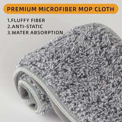 Flat Microfiber Mop for Floor Cleaning, 15.7 in (40 cm) Aluminum Base, 4-Section Aluminum Handle 52 in, Dry & Wet Use, 4 Washable Pads, Debris Scraper – LJGG (Gray/White) - size: 15.7" Flat Microfiber Mop
